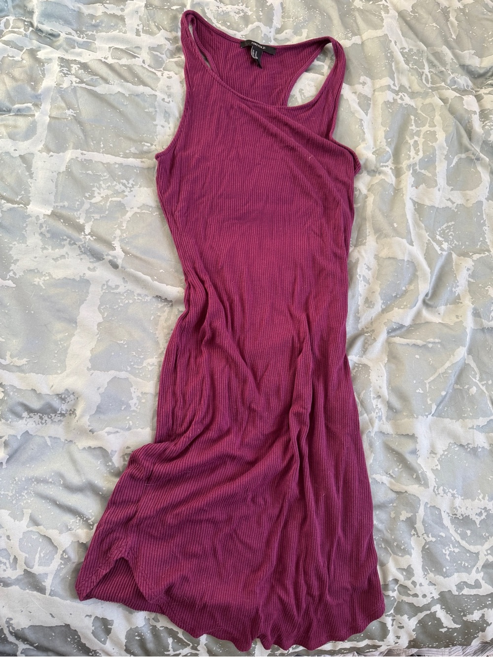 Forever 21 Burgundy Ribbed Racerback Midi Dress Size M